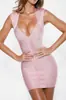 Vestido de Bandagem Feito Sob Medida Moda Europeia e Americana Estilo Clássico Sexy Decote V Slim-Fit Baixa Elasticidade Seda Vestido de Bandagem