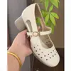 Sandalias Nuevas de Exportación Primavera/Verano 2026 con Corte Hueco, Punta Redonda, Tacón Bajo y Grueso, Suela Suave, Calzado Cómodo para Mujer para Comercio Transfronterizo