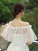 Vestido de Noiva Cobrindo os Braços, Vestido Tomara-que-caia da Noiva, Véu de Um Ombro Cobrindo os Braços, Mangas de Renda, Acessórios Removíveis