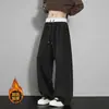 Pantalones de chándal rectos de peso pesado con caída, de estilo americano/personalizado, con cintura de color block de marca de moda para hombres y mujeres, holgados y estilizados para deportes y ocio de otoño