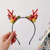 Diadema de Cuernos de Reno Navideño Pasador de Flor de Cuerno de Alce Dulce y Lindo Popular para Transmisión en Vivo Fotografía Accesorios para el Cabello Diadema Lazo