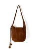 Bolsa Saco de Camurça Design Nicho Estilo Coreano para Mulheres, Bolsa Abóbora de Alto Padrão, Bolsa de Mão e Bolsa de Ombro Retrô Fashion