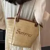 Bolsa de Gran Capacidad 2026 Verano Nuevo Estilo Bolso Tejido de Paja Elegante y Único Bolso Cubo Bolso de Hombro Bolso Tejido de Alto Valor