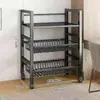 Cesta de Legumes Doméstica com Grade, Carrinho de Armazenamento Móvel para Cozinha, Armazenamento Multicamadas Ultra-Espesso, Multifuncional, Não Requer Instalação