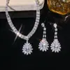 Set Transfronterizo Estilo Europeo y Americano Zirconia Cúbica Microincrustada Cadena para Clavícula Collar de Flores Joyería de Uso Diario Accesorios para Mujeres
