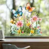 Novos Adesivos de Flores e Borboletas para Decoração de Janela de Quarto, Adesivos Estáticos Florais Anticolisão para Vidro sem Adesivo