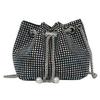 Bolsa de jantar com cordão incrustado de diamantes Bolsa transversal feminina com design moderno Bolsa de balde com corrente de diamantes brilhantes para mulheres