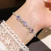 Pulsera de Flor Rombo de Zirconia Suave Exquisita Estilo Coreano Pulsera de Lujo Ligero Sensación de Alta Gama Diseño Sencillo de Nicho Joyería de Mano