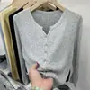Cardigan de punto de canalé suave, versátil, ligero, color liso, con núcleo hilado, manga larga, nuevo top para mujer