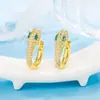 Wish Venta Caliente Transfronteriza Pendientes de Serpiente Completos de Diamante Esmeralda Moda Europea y Americana para Mujer Pendientes de Serpiente Completos de Circonita de Diamante de Lujo Ligero
