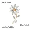 Broche de ramo de crisantemos de aleación con pedrería, fresco y elegante, estilo japonés y coreano, pin de joyería para corsage de vestido de dama, versátil