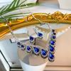 Gotas de Água Azul Colar Brincos Colar High-end Acessórios de Corrente de Colar de Luxo Luz de Luxo Nicho Borla Clavícula Cadeia Vestido Acessórios