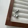Pendientes de Botón Perla Gris Plateado para Mujer, Estilo Princesa Diana, Circonita Clásica, Elegantes y de Alta Gama Vintage Pendientes Brillantes de Diamante