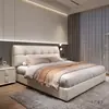 Cama de Cuero Estilo Crema Francés Moderna Simple Accesible Lujo 1.8m Recámara Principal Cama Grande Cama Doble Cama de Tela Tecnológica Cama de Boda