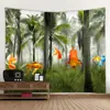 Tecido de Tapeçaria para Pendurar na Parede Amazon Mais Vendido no Exterior Pano de Fundo Estilo Ins Série Floresta Pano Decorativo Tapeçaria Boêmia