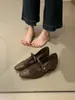 Versión de piel de oveja~Zapatos de gamuza retro con retazos de corte bajo y tacón oculto para mujer, zapatos de trabajo con correa en T, Mary Janes de temperamento