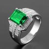 Nuevo Estilo Novedoso Circonita con Incrustaciones de Diamantes Completos Diamante Princesa Cuadrado Azul Mar Esmeralda Anillo Moda Color Vivo Anillo Tesoro