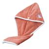 Gorro triangular bordado de coral polar, gorro para secar el cabello, grueso, absorbente, suave y cómodo, toalla para secar el cabello, gorro de ducha con dibujos animados.