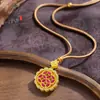 Mesmo estilo da loja de ouro, método antigo ouro de areia incrustado com diamantes bússola de moeda giratória pingente, pingente de suspensão de bússola de moeda de cobre para dinheiro giratório