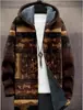 Edición gratuita 2024 nueva moda estampado digital forrado de polar abrigo para hombre 2024 nueva explosión transfronteriza chaqueta