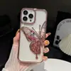 Funda de teléfono móvil transparente con mariposa de arena movediza electrochapada para iPhone15PROMAX tendencia 14 transparente 13 agujero grande 11