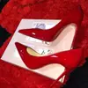 Saltos Altos Pretos Femininos Stiletto 2026 Primavera/Outono Novo Estilo Fundo Vermelho Brilhante Couro Patente Bico Fino Sexy Cor Nude Mocassins para Trabalho