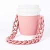 Cubierta de taza metálica acrílica con cadena estilo japonés y coreano, portátil, para café, té con leche, cubierta de cuero aislante, para llevar