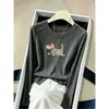 Nova Camiseta de Algodão Puro com Ombro Normal e Manga Longa para Mulheres Outono 2026, Única e Descombinada, Top Interno de Espinha de Peixe Emagrecedor de Alta Qualidade