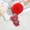 Colgante de Osito Nuevo Lindo Bola de Pelo Pedrería Llavero Colgante Estilo Coreano Borla Colgante para Bolso de Estudiante