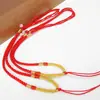 Artesanías cordón tejido a mano rojo y dorado cuerda de collar asa accesorios cordón cuerda de cordón gruesa con colgante