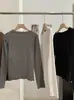 KEKEZOON Camiseta Feminina de Manga Longa com Gola Redonda e Borda de Orelha de Madeira Escovada - Roupa de Inverno para Usar por Baixo, Modelagem Slim Fit, Top Base Valorizador 9391