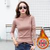 Camiseta Base Preta Térmica de Gola Alta Média Espessa para Mulheres, Nova Camiseta Top Quente de Manga Comprida para Outono e Inverno