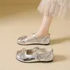 Sapatos Mary Jane para mulheres, novo estilo de verão, sapatilhas redondas estilo fada com laço, sapatos de ballet versáteis franceses para mulheres