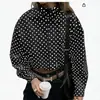 Camisa de Manga Larga con Lunares Nueva Transfronteriza Europea y Americana 2026 para Mujer, Top Casual de Moda Holgado, Artículo Popular de Comercio Exterior