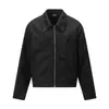 AW1563 Jaqueta Estilo Americano High Street Unissex Outono/Inverno Cor Sólida Design com Rebites Masculina de Caimento Solto Gola Lapela