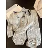 Conjunto de Pijama de Tres Piezas Miss Bunny Estilo Dulce con Lazo, Cárdigan y Camisola para Mujer, Nuevo Conjunto Cómodo para Hogar de Primavera y Otoño