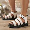 Sandalias deportivas planas de moda de comercio exterior europeo y americano para mujer, con hebilla de cinturón, suela gruesa, suela suave, sandalias romanas con hebilla para mujer