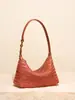 Bol Nuevo Tejido a Mano para Mujer de Principios de Otoño, Bolso para Lonchera de Cuero Suave, Bolso Hobo para Debajo del Brazo, Bolso Dumpling, Bolso Tofu Versátil de Lujo Ligero