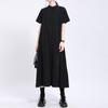 Vestido Estilo Oscuro 2024 Tallas Grandes Ropa para Mujer Estilo Japonés Dobladillo Amplio Color Sólido Algodón Lino Patchwork Irregular Estilo Callejero Japonés