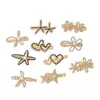 Pinza para el Cabello de Aleación de Lujo Ligero con Diamantes Completos Estilo Coreano, Pinza de Pato Flor Mariposa, Accesorio para el Flequillo Lateral, Adorno para el Cabello de Perla Chapada en Oro