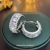 Brincos Geométricos de Luxo Leve da Moda com Diamantes de Zircônia, Estilo Europeu e Americano, Brincos Modernos e Elegantes para Mulheres