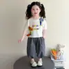 Conjunto Judy para Meninas Roupa de Verão 2026 Novo Estiloso Conjunto Casual de Verão Duas Peças com Calça Plaid de Manga Curta para Bebês