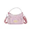 Bolsa de ombro xadrez doce e feminina para mulheres, nova moda 2026 bolsa de ombro tote grande com pregas