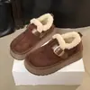 Zapatos Birkenstock Cálidos de Suela Gruesa para Aumentar la Altura con Plus-terciopelo, Zapatos de Mujer Peludos sin Cordones, Nuevos Botas de Nieve de Invierno 2026, Zapatos de Algodón