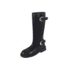 Botas Estilo Ma Sichun Botas Longas Femininas 2026 Novo Estilo Patchwork Plissadas Estilo Western Botas Empilhadas Botas de Cavaleiro