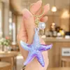 Llavero de Estrella de Mar Colorida Serie Oceánica Transfronteriza Colgante de Concha Degradado Acrílico Souvenir de Viaje a la Costa Regalo