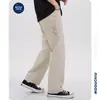Nova Marca de Moda Masculina Estilo Americano Jeans de Trabalho Cor Damasco Tecido de Algodão Calças Casuais Largas de Perna Reta