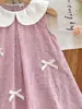 Vestido lindo para niñas estilo pastoral ins 2026 estilo muñeca con cuello y lazo, disponible exclusivamente para ventas transfronterizas