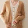 Cardigan de Punto Falso de Dos Piezas con Cuello en V y Patchwork Otoño/Invierno 2026 para Mujer Estilo Europeo Suéter Cálido Abrigo Top