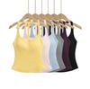 Top Esportivo com Decote U e Bojos, Básico Liso para Fitness, Camisole Curta Sexy Costas Abertas Slim